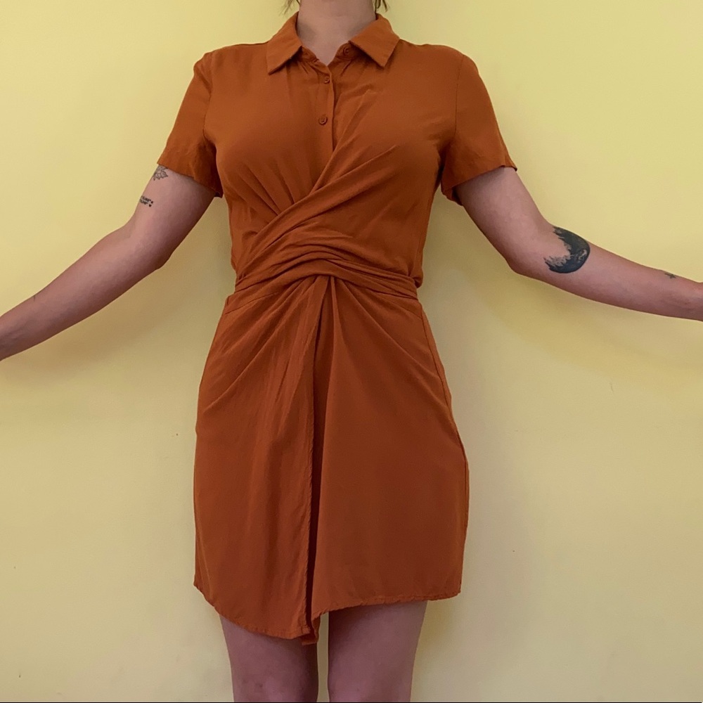 Rust colored midi dress
